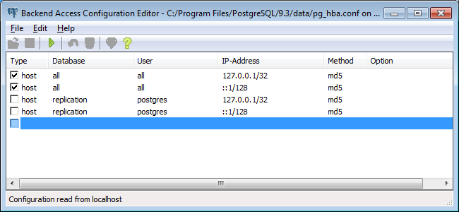 Backend Access Configuration Editor